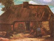 Vincent Van Gogh Cottage with Peasant Woman Digging (nn04) oil painting reproduction
